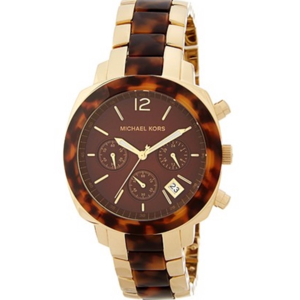 Michael Kora MK-5246 Tortoise Gold Tone Watch